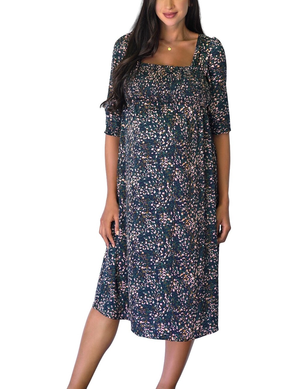 Ingrid & Isabel Navy Floral Maternity Midi Dress